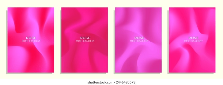 Abstrakte rosa Rose Wavy Mesh Gradient Cover Design Set, für Cover, Magazin, Poster, PPT, Katalog, Hintergrund, PPT, etc.
EPS 10 Vektorgrafik Design Set.