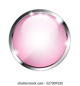 Abstract pink round background in a silver frame, with space for your text. Vector illustration,  on transparent background
