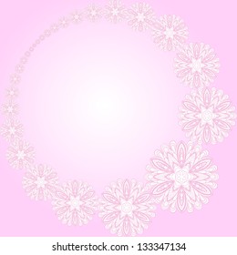 Abstract pink round frame with flowers. Pattern can be used as wallpaper, web page background, invitation card design etc