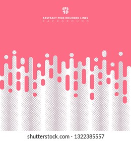 Abstract pink rounded lines halftone transition. Vector background illustration