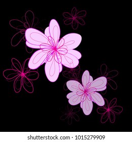abstract pink sakura flowers on dark background ,cute floral , abstract nice sakura on dark background