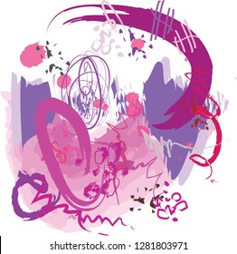 abstract pink and scribble lines textures background. creative colourful pink and purple nice brush strokes and hand drawn for your design. vector illustration. kids sketch drawing 
