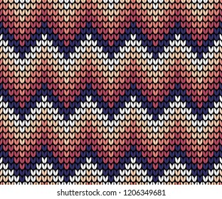 Abstract pink seamless knitting pattern with wave lines background
