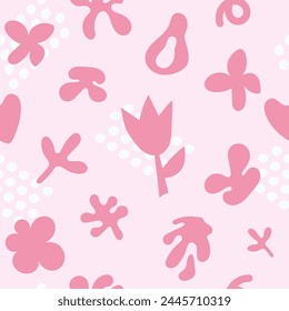 Abstractas patrón rosado sin costuras.  Fondo de arte de estilo moderno. Formas geométricas simples del Fondo de pantalla del garabato repiten el patrón. Diseño de textura de moda con Formas dibujadas a mano. Ilustración vectorial