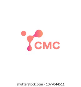 Abstract Pink Shape, Innovation Tech, Unusual Circles Connected To Each Other, Vector Modern Logo Template. New Molecular Medical Technology Sign. 