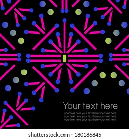 abstract pink shapes vector decorative pattern on black