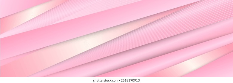 Abstractas fondo rosa y plateado con líneas geométricas y ondas curvas en 3D.