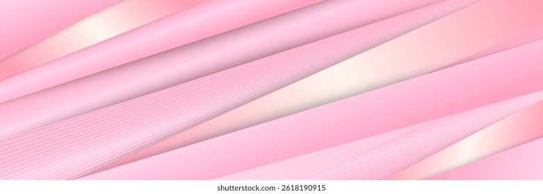 Abstract pink and silver background with geometric lines, and 3D curved waves.vector eps10