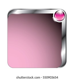 Abstract pink and silver rounded square background, with space for your text. Vector illustration.