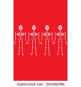 Abstract pink skeletons on red, vector