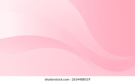 Abstrakter rosafarbener, glatter Wellenhintergrund mit sanft fließenden Kurven. Elegantes Pastelldesign für Beauty, Hautpflege, feminines Branding, Einladungen und Banner