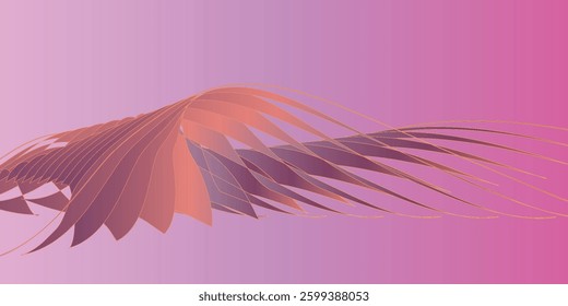 Abstract pink smooth wave on a purple background. Dynamic sound wave. Design element. Vector illustration.