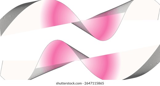 Abstrato onda suave rosa sobre fundo branco. Onda sonora dinâmica. Elemento de design. Ilustração vetorial moderna. 