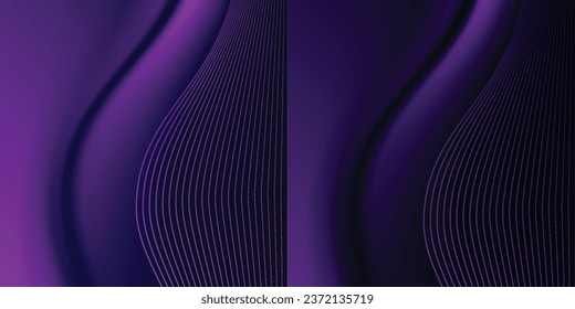 Abstract Pink smooth waves on dark blue background. Dynamic sound waves. Vector illustration.