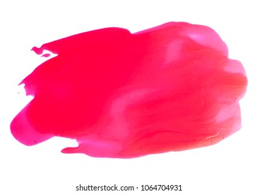 Abstract pink spot of paint on a white background. Hand-drawn brush stroke vector design element.