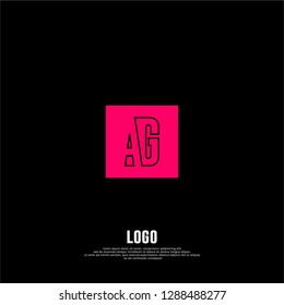 abstract pink square ag logo letters design concept