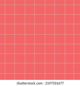 Abstract pink square fabric pattern, white dashed line quilt pattern, bed sheet pattern, handkerchief pattern.