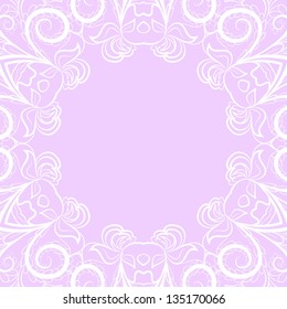 Abstract pink square pattern with white round ornamental frame