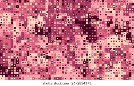 Abstract pink square pixel mosaic.  Modern digital art, perfect for tech, fashion, or website backgrounds.  Represents data flow, technology, or a vibrant, energetic mood.