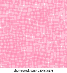 Abstract pink squares on white background. Seamless pattern with geometric print for wallpaper, web page, textures, card, postcard, faric, textile. Stylish ornament. Decorative vector illustration.