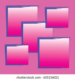 abstract pink strip blue square on a pink background