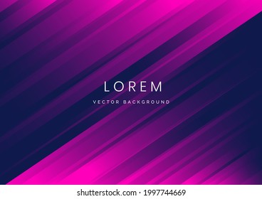 Abstract pink stripe diagonal lines light on dark blue background. Vector illustration

