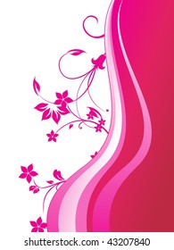 abstract pink stripes and floral pattern background