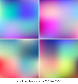 Abstract pink, teal, purple and green blur color gradient backgrounds for web, presentations and prints. Vector illustration.