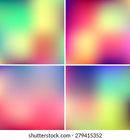 Abstract pink, teal, purple and green blur color gradient backgrounds for web, presentations and prints. Vector illustration.