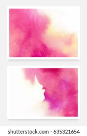 Abstract pink textures, hand painted watercolor backgrounds, greeting card or invitation templates, vector illustration