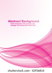 Abstract pink transparent waves on white  background. Vector illustration in CMYK colors