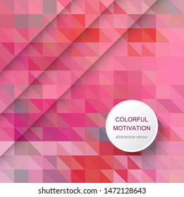 Abstract pink triangles geometric background with shadow. Idea for your design.