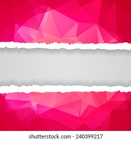 Abstract Pink Triangular Polygonal vector torn paper