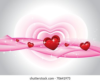 abstract pink twinkle star background with curve wave, romantic hearts