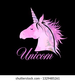 Abstract Pink Unicorn Head. Vector