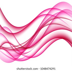 Abstract pink vector background, transparent waved lines for brochure, website, flyer design, Blue smoke wave