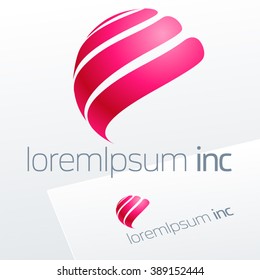 Abstract pink vector logo. Emblem for Media, Fashion, Cosmetics