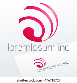 Abstract pink vector logo. Emblem for Media, Fashion, Cosmetics