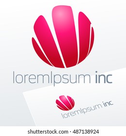 Abstract pink vector logo. Emblem for Media, Fashion, Cosmetics