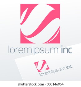 Abstract pink vector logotype. Minimalistic emblem for Fashion, Cosmetics