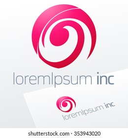 Abstract pink vector sign. Logo for Media, Fashion, Cosmetics