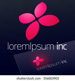 Abstract pink vector sign. Logo for Media, Fashion, Cosmetics