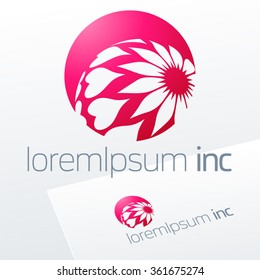 Abstract pink vector sign. Logo for Media, Fashion, Cosmetics