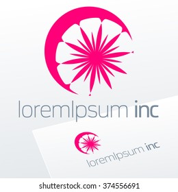 Abstract pink vector sign. Logo for Media, Fashion, Cosmetics