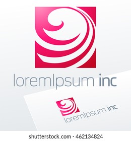 Abstract pink vector sign. Logo for Media, Fashion, Cosmetic, Beauty activity