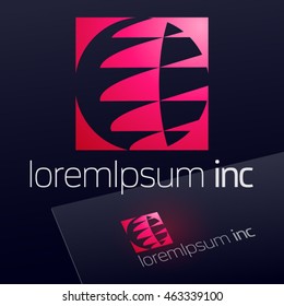 Abstract pink vector sign. Logo for Media, Fashion, Cosmetic, Beauty activity
