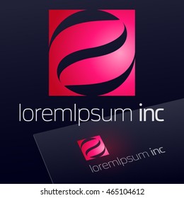 Abstract pink vector sign. Logo for Media, Fashion, Cosmetic, Beauty activity