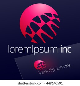 Abstract pink vector sign. Logotype for Media, Fashion, Cosmetics