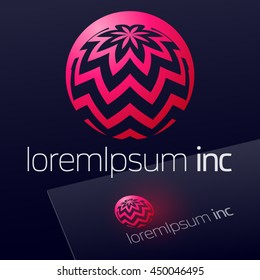 Abstract pink vector sign. Logotype for Media, Fashion, Cosmetics