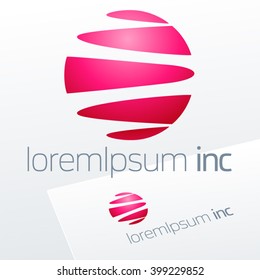 Abstract pink vector sign in sphere shape. Logo for Media, Fashion, Cosmetics